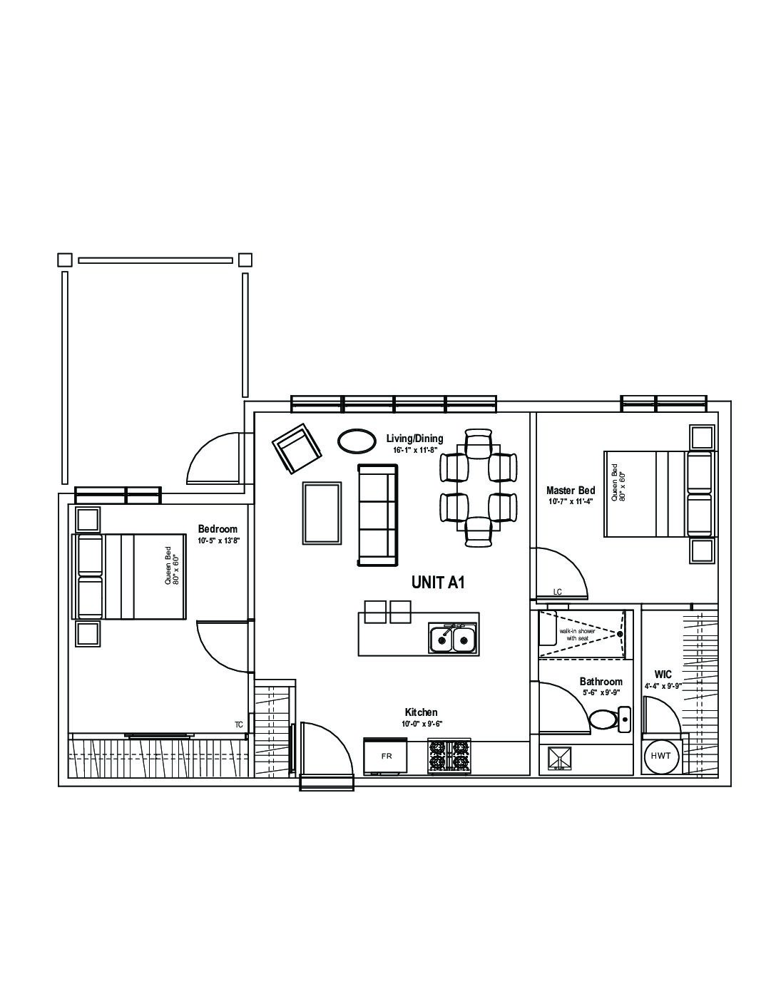 View or Print PDF of 1 Bedroom floor plan in new tab